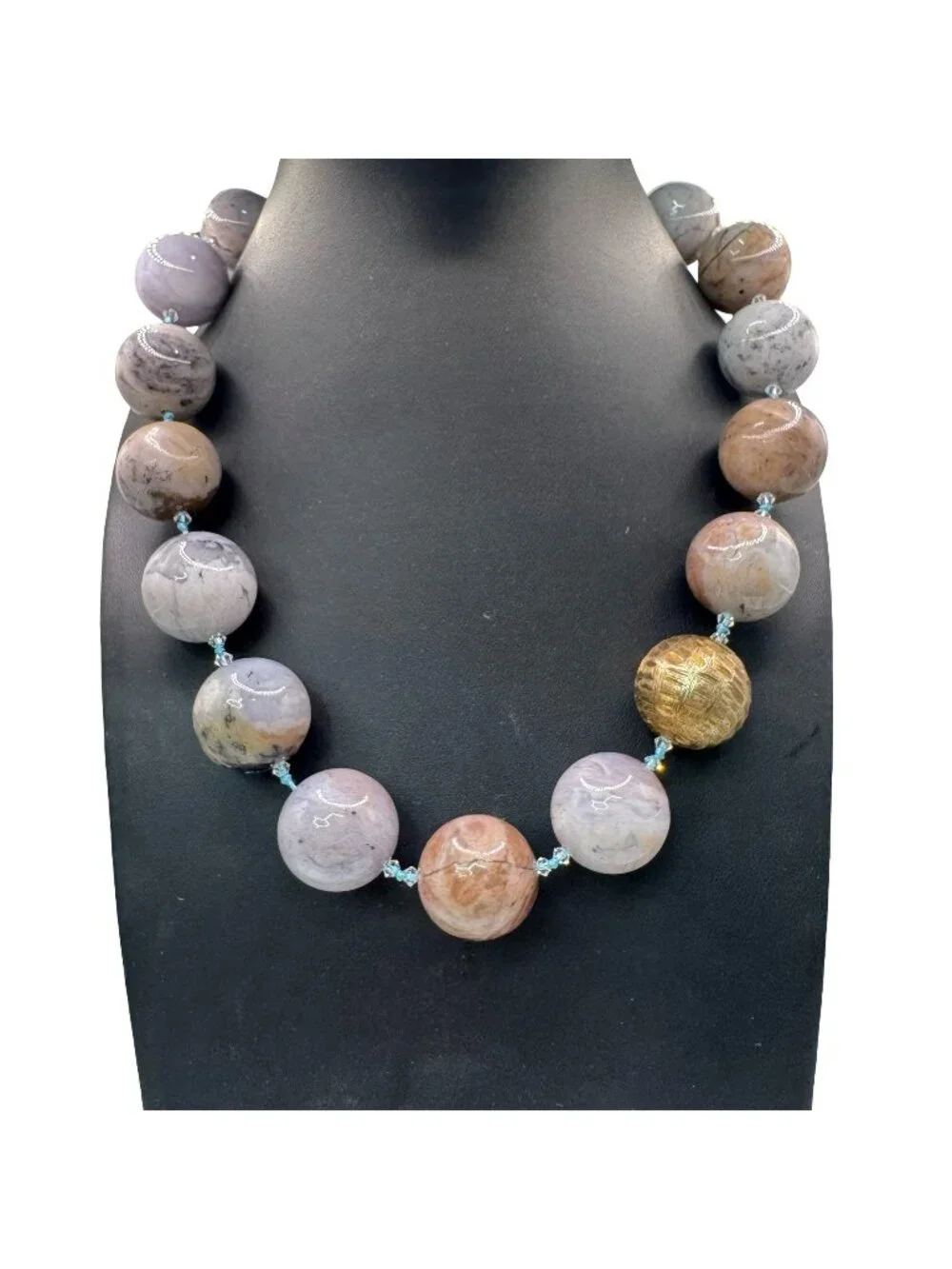 Vintage St John Glass Beaded Necklace Mixed Earth Tones18" Pastel Statement RARE - Picture 1 of 12
